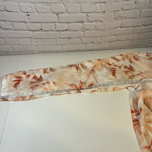 Chico’s Peach Tropical Floral Linen Pants Size 14 - Picture 10 of 10